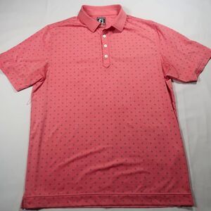 Footjoy shirt mens medium Polo Golf Pink Diamond Pattern Geometric Preppy Collar